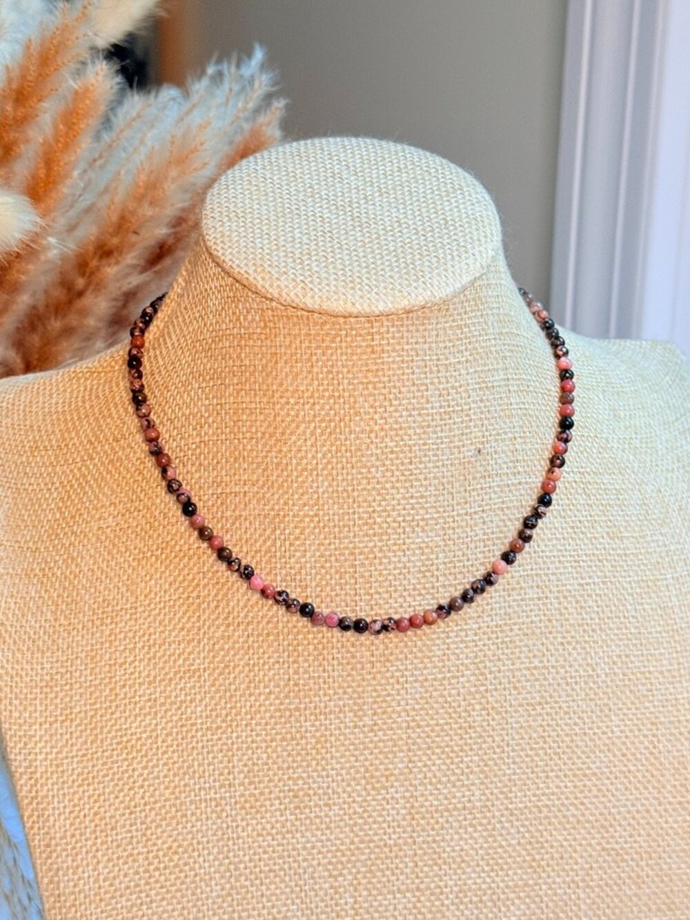 Velvet Venom | Natural Rhodonite Tiny Bead Necklace